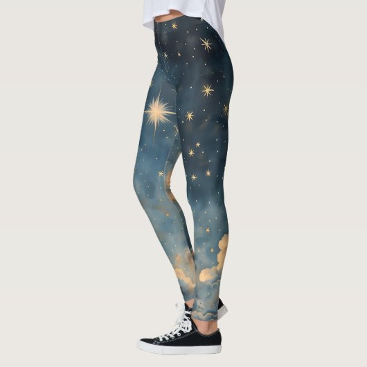 Golden Twilight Sky Celestial Activewear Leggings (Links)