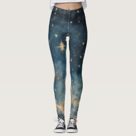 Golden Twilight Sky Celestial Activewear Leggings
