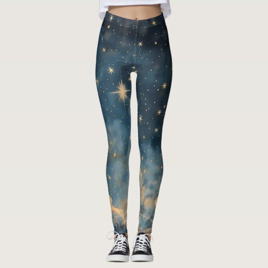 Golden Twilight Sky Celestial Activewear Leggings (Voorkant)