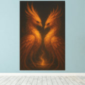 Golden Twin Phoenix • Luxury Fine Art Canvas (Insitu (Houten vloer))