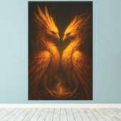 Golden Twin Phoenix • Luxury Fine Art Canvas (Insitu (Houten vloer))