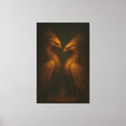 Golden Twin Phoenix • Luxury Fine Art Canvas (Voorkant)