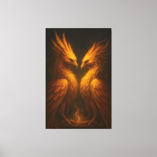 Golden Twin Phoenix • Luxury Fine Art Canvas Afdruk (Voorkant)
