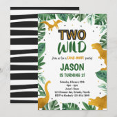 Golden Two Wild Dinosaur uitnodiging (Voorkant / Achterkant)