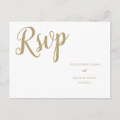 Golden typografie bruiloft RSVP briefkaarten (Voorkant)