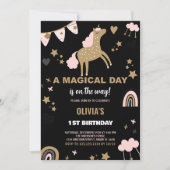 Golden Unicorn Birthday-uitnodigingen Kaart (Voorkant)