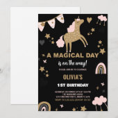 Golden Unicorn Birthday-uitnodigingen Kaart (Voorkant / Achterkant)