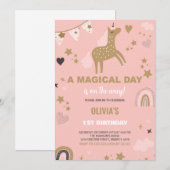 Golden Unicorn Birthday-uitnodigingen Kaart (Voorkant / Achterkant)