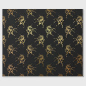 Golden Unicorn Black Metallic Heralds Princess Cadeaupapier (Vlak)