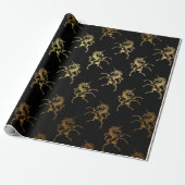 Golden Unicorn Black Metallic Heralds Princess Cadeaupapier (Uitgerold)