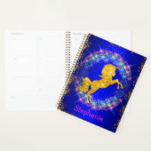 Golden Unicorn en mousserende regenboogblauw Planner (Display)