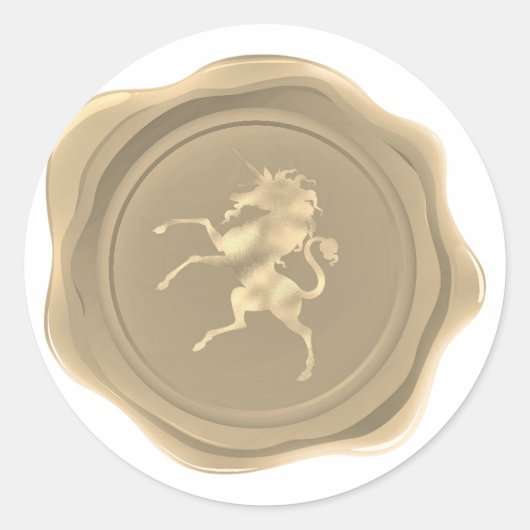 Golden Unicorn Faux Wax Seal Ronde Sticker (Voorkant)