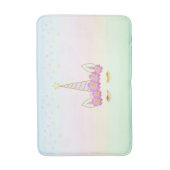 Golden Unicorn, Flowers & Stars op parelkleuren Badmat (Voorkant Verticaal)