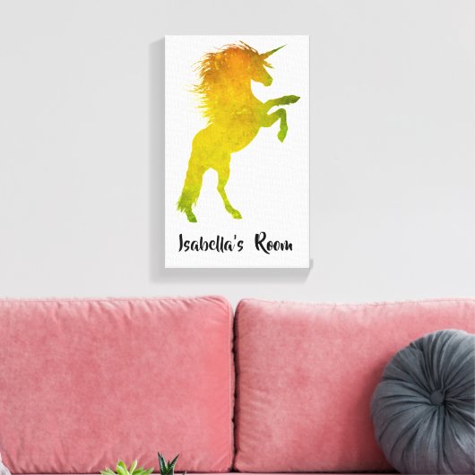 Golden Unicorn Girl's Room Canvas Afdruk (Insitu (Woonkamer))