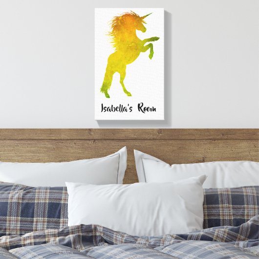 Golden Unicorn Girl's Room Canvas Afdruk (Insitu (Slaapkamer))