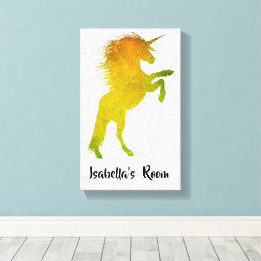 Golden Unicorn Girl's Room Canvas Afdruk (Insitu (Houten vloer))