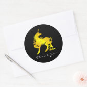 Golden Unicorn Hearts Stars Dank kristal Black Ronde Sticker (Envelop)