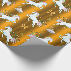 Golden Unicorn Kerstmis Cadeaupapier