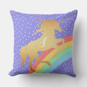Golden Unicorn over pastelregenboogkleuren Kussen (Voorkant)