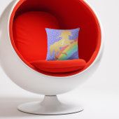 Golden Unicorn over pastelregenboogkleuren Kussen