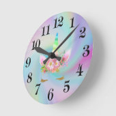 Golden Unicorn Rainbow Clock Ronde Klok (Hoek)