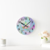 Golden Unicorn Rainbow Clock Ronde Klok (Huis)