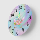 Golden Unicorn Rainbow Clock Ronde Klok (Hoek)