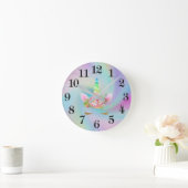 Golden Unicorn Rainbow Clock Ronde Klok (Huis)