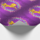 Golden Unicorn Rainbow Sparkles Paars Cadeaupapier (Hoek)