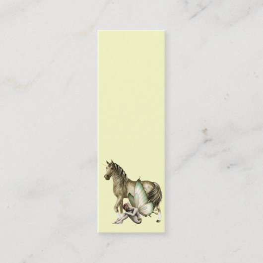 Golden Unicorn & Shy Fairy Bladwijzer Mini Visitekaartje (Voorkant)