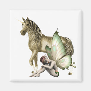 Golden Unicorn & Shy Fairy Magnet