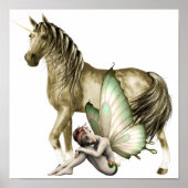 Golden Unicorn & Shy Fairy Print (Voorkant)