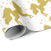 Golden Unicorn Star Wrapping Paper Cadeaupapier (Rol Hoek)