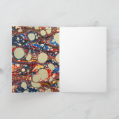 GOLDEN UNICORNS, RED BLUE MARBLED EFFECTS Birthday Feestdagen Kaart (Binnen)