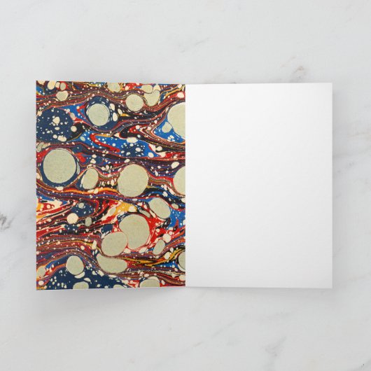 GOLDEN UNICORNS, RED BLUE MARBLED EFFECTS Birthday Feestdagen Kaart (Binnen)