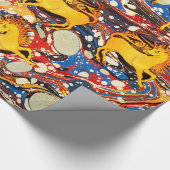 GOLDEN UNICORNS, RED BLUE MARBLED EFFECTS, CIRCLS CADEAUPAPIER (Hoek)