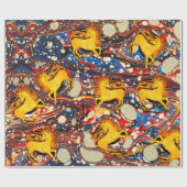 GOLDEN UNICORNS, RED BLUE MARBLED EFFECTS, CIRCLS CADEAUPAPIER (Vlak)