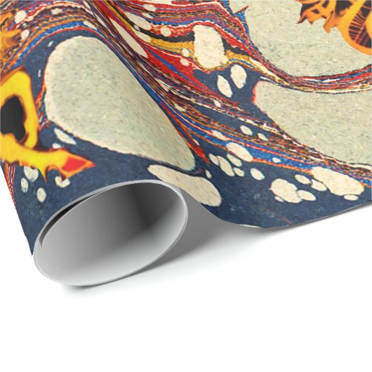 GOLDEN UNICORNS, RED BLUE MARBLED EFFECTS, CIRCLS CADEAUPAPIER (Rol Hoek)