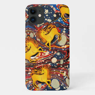 GOLDEN UNICORNS, RED BLUE MARBLED EFFECTS, CIRCLS Case-Mate iPhone CASE