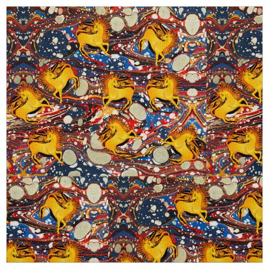 GOLDEN UNICORNS, RED BLUE MARBLED EFFECTS, CIRCLS STOF (Swatch)