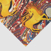 GOLDEN UNICORNS, RED BLUE MARBLED EFFECTS, CIRCLS TISSUEPAPIER (Detail)