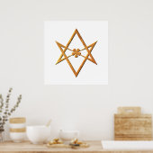 Golden Unicursal Hexagram - thelemisch symbool Poster (Keuken)