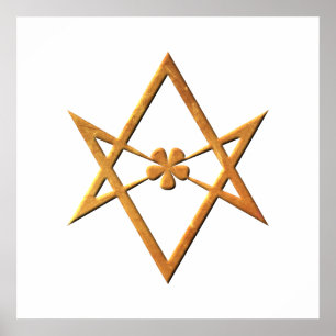 Golden Unicursal Hexagram - thelemisch symbool Poster