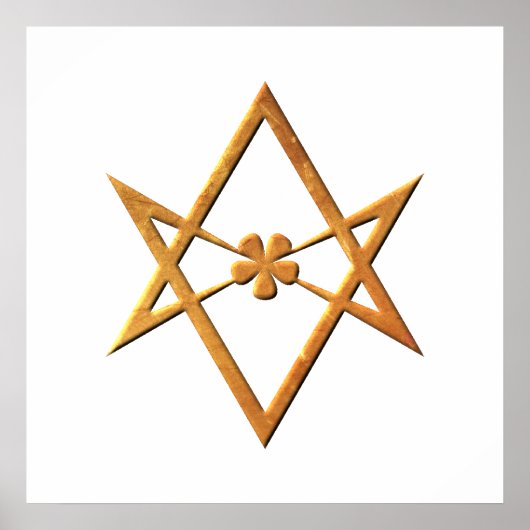 Golden Unicursal Hexagram - thelemisch symbool Poster (Voorkant)