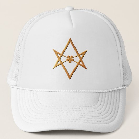 Golden Unicursal Hexagram - thelemisch symbool Trucker Pet (Voorkant)