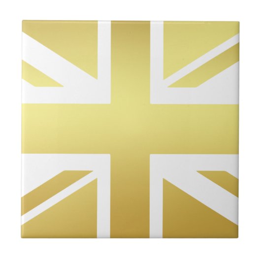 Golden Union Jack British Flag Ceramic Tile Tegeltje (Voorkant)