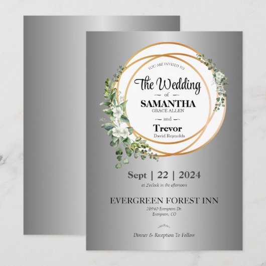 Golden Union Vieren Liefde & Toewijding Bruiloft Kaart (Voorkant / Achterkant)