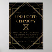 Golden Unplugged Ceremony Wedding Sign Poster (Voorkant)