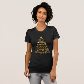 Golden “Unto Us A Child Is Born” Christmas Tree T-shirt (Voorkant volledig)