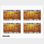 Golden US Twenty Dollar Bill Front Rechthoekige Sticker (Vel)